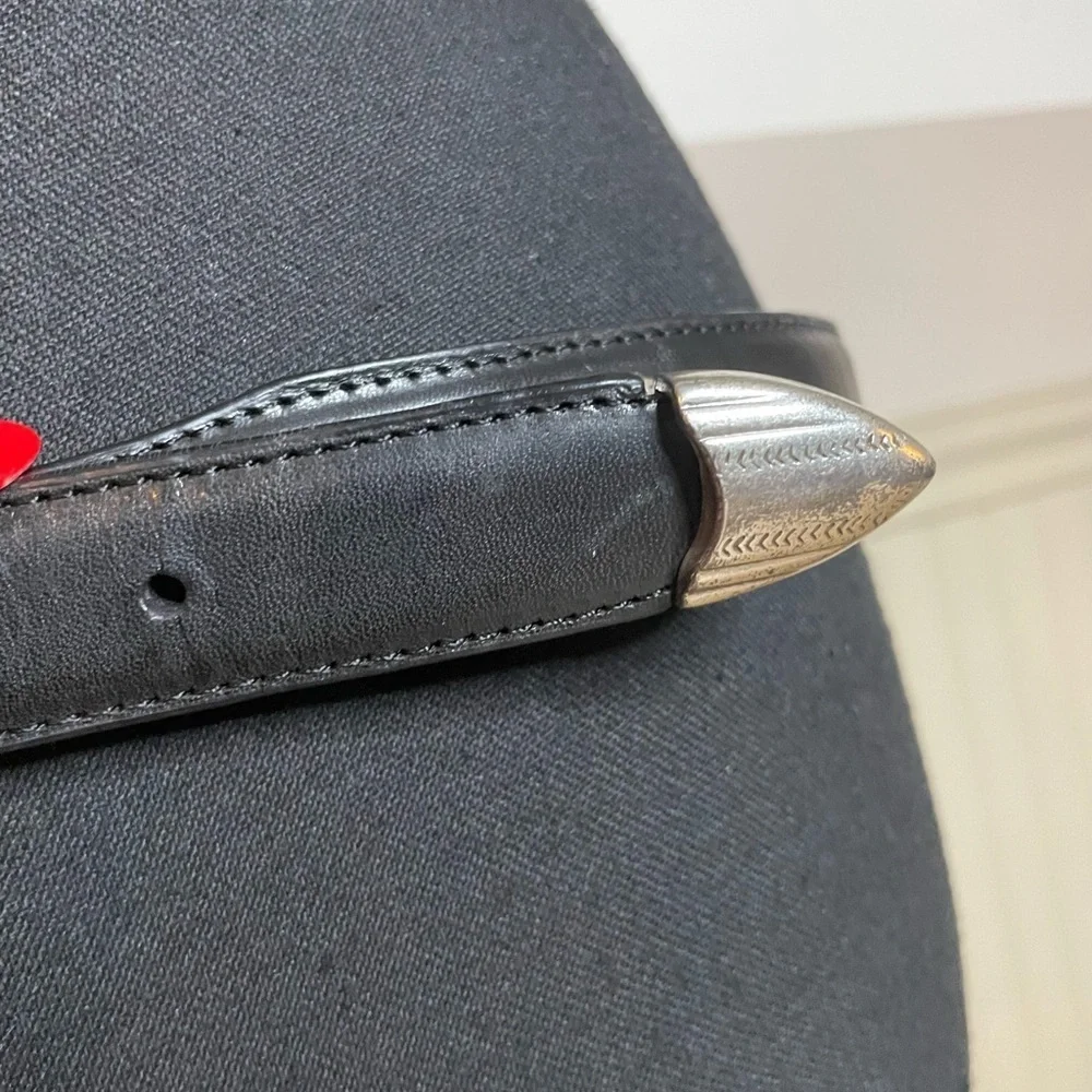 Vantage Century black authentic Leather Belt Silver Golf ball/Club 36 Made USA